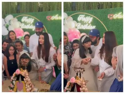 Aaradhya Bachchan twins in white with parents Aishwarya Rai and Abhishek Bachchan as she celebrates her birthday – WATCH video