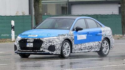 2024 Audi A3 Sedan Spied On A Rainy Day Hiding Facelift