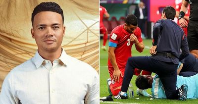 Jermaine Jenas echoes fan fury as Iran force bloodied keeper to play on with head injury