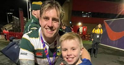 Rugby League World Cup winner hands over medal box to young fan in heartwarming moment