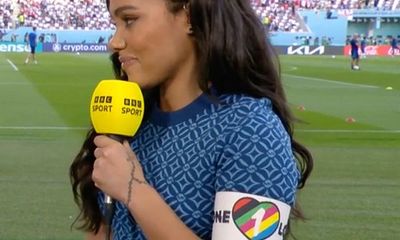 BBC’s Alex Scott wears rainbow armband for England World Cup match