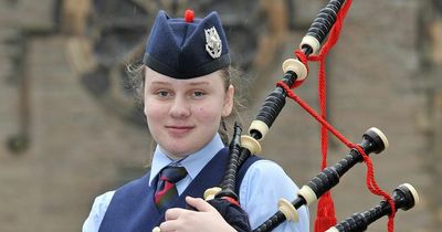 Perth piper (17) on a high having stood atop Murrayfield roof for Scotland game