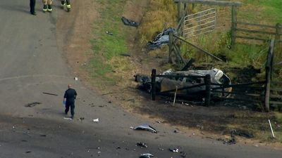 Three teenagers seriously injured in fiery crash involving stolen car at Brightview, west of Brisbane