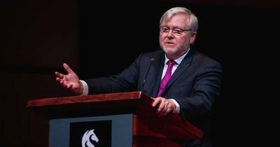 Kevin Rudd speaks in Newcastle about avoiding war between the United States and China