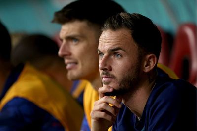 James Maddison remains absent from England training following knee injury
