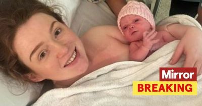 Benidorm's Hannah Hobley gives birth to first child two weeks after due date