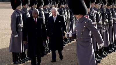 South Africa's leader welcomed for first state visit with King Charles III