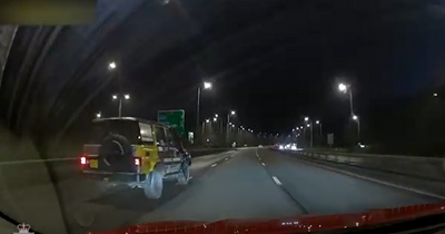 Driver filmed veering across lanes forcing motorist towards central reservation