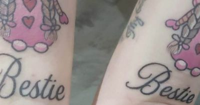 Woman obsessed with Christmas gonks gets 'huge' one tattooed with her best mate