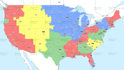 TV broadcast map for Panthers vs. Broncos in Week 12