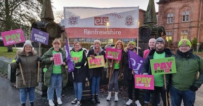 Teachers stand on picket lines at Renfrewshire's 62 schools as strike goes ahead over pay