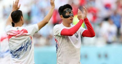 Tottenham ace Son Heung-min spotted wearing a mask as South Korea face Uruguay at World Cup