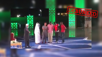 No, this video doesn’t show football fans converting to Islam at Qatar’s World Cup