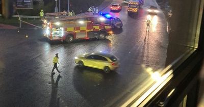 Man, 65, rushed to hospital after two-vehicle crash on busy Glasgow road