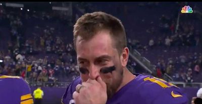 Adam Thielen had to spit out some very dry turkey in the middle of a post-win interview