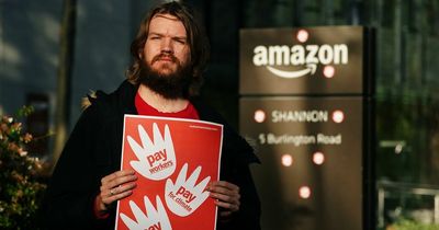 Crowd gathers at Amazon's European HQ in Dublin as part of worldwide Black Friday protest