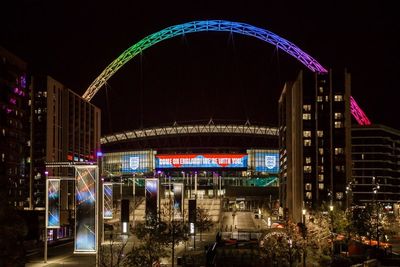 Wembley arch lit up in rainbow colours for England-United States World Cup clash