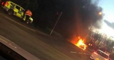 BMW bursts into flames at Switch Island as emergency services attend