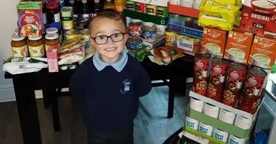 Five-year-old year old West Denton boy collects huge donations for local foodbank