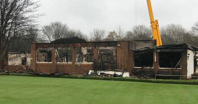 Dramatic pictures show burnt out shell of historic Scots bowling club after massive fire