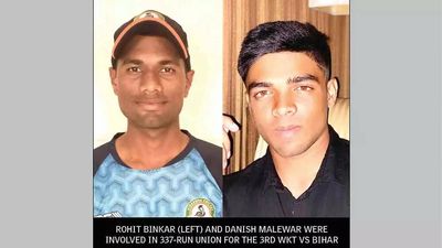 Rohit Binkar's 217, Danish Malewar's 159 not out take Vidarbha to 411