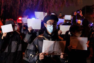 Blank sheets of paper become symbol of defiance in China protests