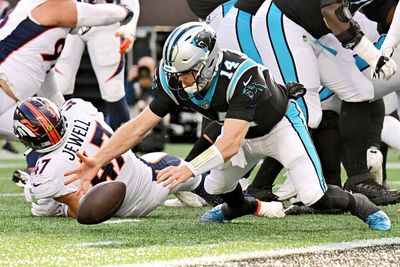 WATCH: Panthers QB Sam Darnold literally rolls for odd TD vs. Broncos