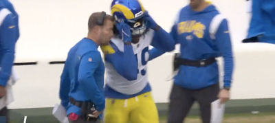 Rams coach Sean McVay took a brutal hit to the face from his own player on the sidelines
