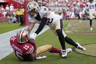 Jimmy Garoppolo, Jauan Jennings combine for tip-drill 49ers TD