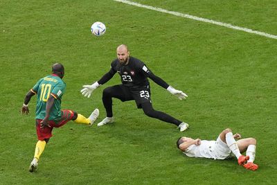 Cameroon’s Vincent Aboubakar softly chipped a ball over Serbia’s goalkeeper for a stunning World Cup goal