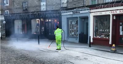 Edinburgh locals raging at 'dust cloud' as council workmen blast paint off road