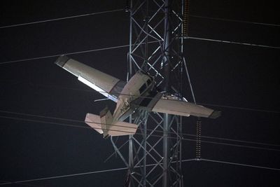 2 rescued after plane hits transmission tower in Maryland