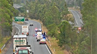 Man's body found near car wreck on Pacific Highway, Bonville. Police believe crash occurred days ago