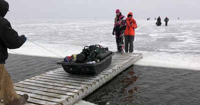 Over 200 stranded fishermen rescued from giant chunk of ice that broke away in lake