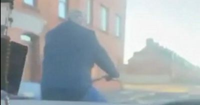 Shocking moment cyclist deliberately knocked off bike by laughing motorist in Dundalk