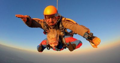 Grandma who lost her legs through rare blood clot skydives 15,000 feet to fund her independence