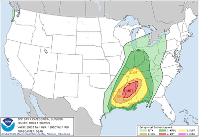 Strong thunderstorms and tornadoes are moving through parts of the South