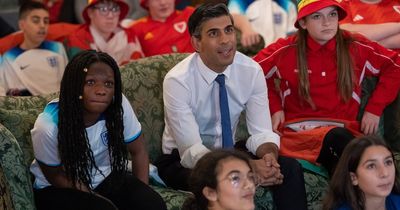 Pupils from a Welsh school watched Wales v England with Prime Minister Rishi Sunak
