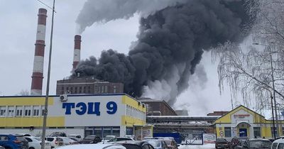 Fire erupts at Russian thermal power plant as huge plume of black smoke fills sky