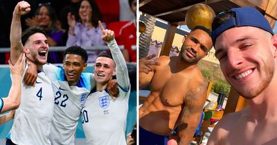 England stars relax by the pool after securing spot in World Cup last-16 vs Wales