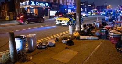 Trail of destruction as Audi smashes into Jaguar, shop and parked Mini