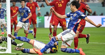 Japan goal vs Spain stuns Gary Neville as World Cup fans claim 'ball was out of play'
