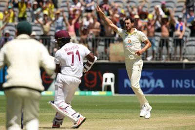 Australia's Cummins nets 200th Test wicket as West Indies battle on