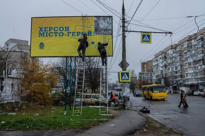 AP PHOTOS: Propaganda billboards embodied Russian occupation