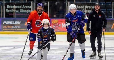 Brave Ukrainian youngsters team up with Glasgow Clan ice hockey stars for training session