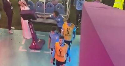 Unseen footage shows ex-Man United star smash VAR monitor in fit of rage after Uruguay World Cup exit