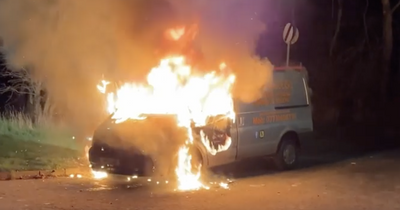 Van engulfed in flames on Scots street as emergency services probe blaze