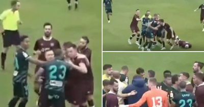 Hearts friendly ABANDONED before half-time as referee "loses control" during mass brawl