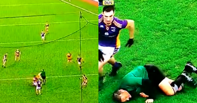 Legendary referee Maurice Deegan floored during Leinster final in his final game