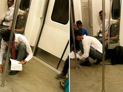 Delhi boy wins heart as pictures of him cleaning spillage in metro goes viral